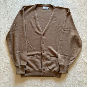 Vintage 90's College Point Cardigan Sweater Granny Core Pointelle Knit Medium